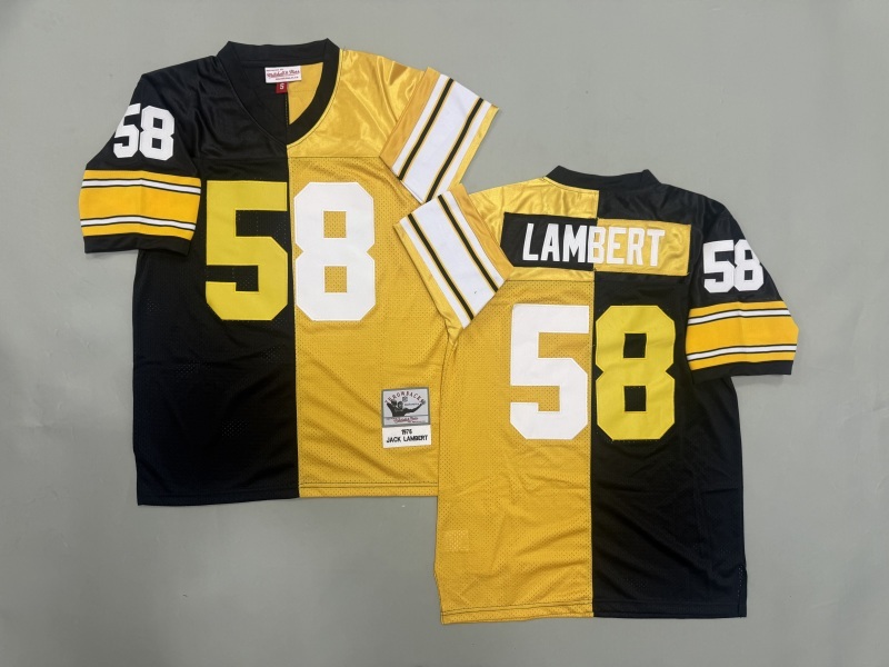 Men 2025 Pittsburgh Steelers #58 Lambert black yellow Throwback Limited NFL Jersey style 001->pittsburgh steelers->NFL Jersey